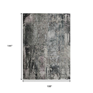 HomeRoots 9' X 12' Gray and Silver Abstract Area Rug - Washable, Durable, Modern Design for Indoor & Outdoor Use 639747