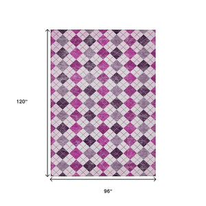 HomeRoots 8' X 10' Blush and Ivory Geometric Indoor Outdoor Rug - Stylish, Durable, Washable, and Versatile 639758
