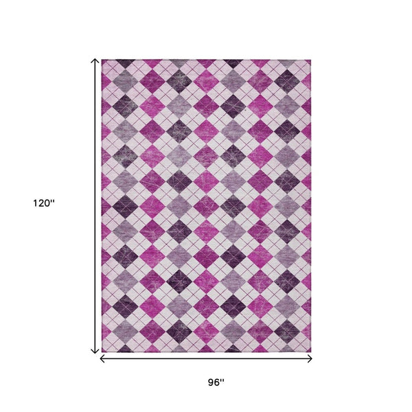 HomeRoots 8' X 10' Blush and Ivory Geometric Indoor Outdoor Rug - Stylish, Durable, Washable, and Versatile 639758
