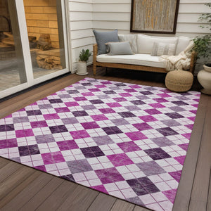 HomeRoots 8' X 10' Blush and Ivory Geometric Indoor Outdoor Rug - Stylish, Durable, Washable, and Versatile 639758