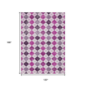 HomeRoots 10' Blush and Ivory Geometric Washable Rug - Versatile Indoor/Outdoor Area Rug for Modern Spaces 639760