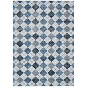 HomeRoots 5' Blue and Ivory Geometric Area Rug - Washable, Durable, Stylish for Indoor and Outdoor Spaces 639762