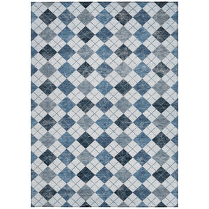 HomeRoots 9' Blue and Ivory Geometric Area Rug - Stylish, Washable, Indoor/Outdoor Design for High-Traffic Homes 639765