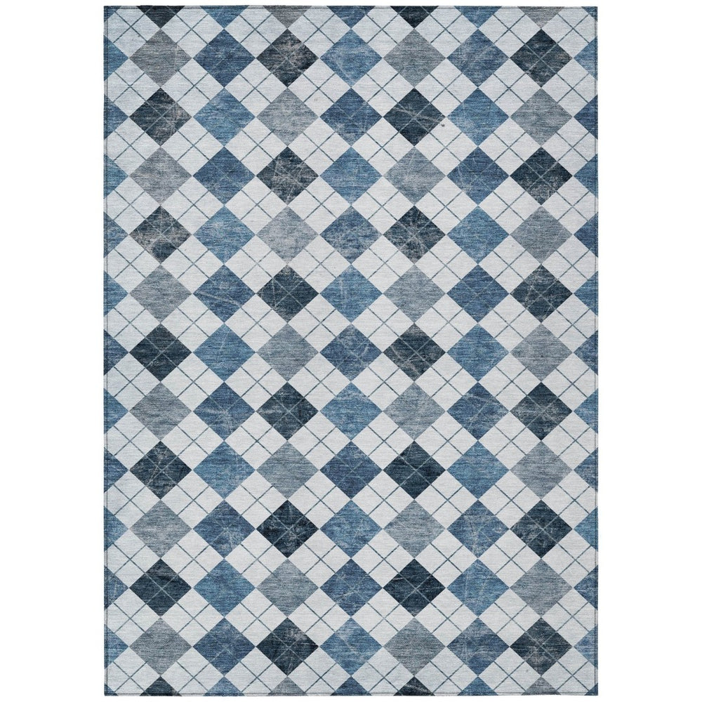 HomeRoots 9' Blue and Ivory Geometric Area Rug - Stylish, Washable, Indoor/Outdoor Design for High-Traffic Homes 639765