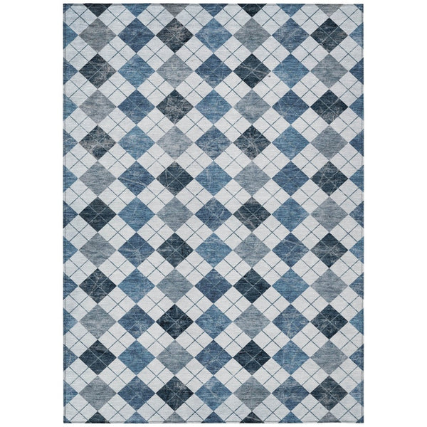 HomeRoots 9' Blue and Ivory Geometric Area Rug - Stylish, Washable, Indoor/Outdoor Design for High-Traffic Homes 639765