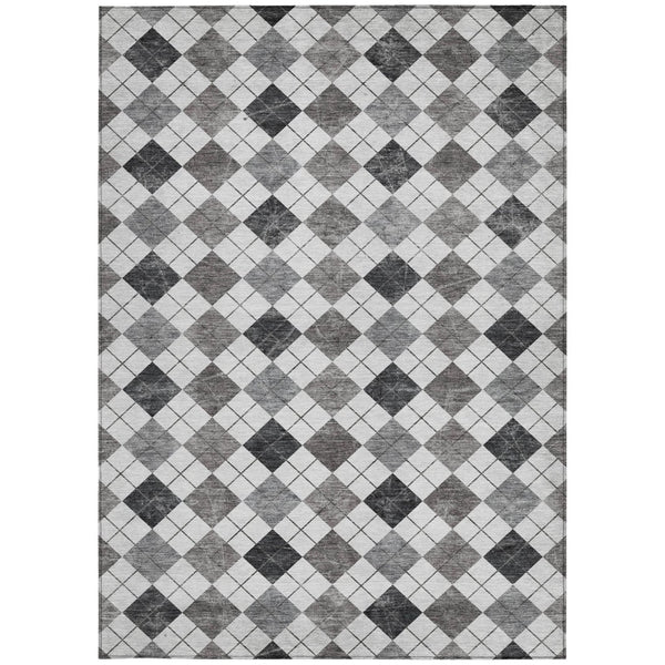 HomeRoots 9' X 12' Gray And Ivory Geometric Washable Rug - Stylish, Durable, Indoor/Outdoor Solution for Homes 639771