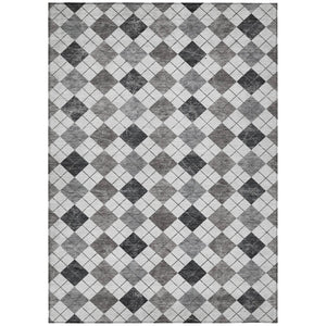 HomeRoots 9' X 12' Gray And Ivory Geometric Washable Rug - Stylish, Durable, Indoor/Outdoor Solution for Homes 639771