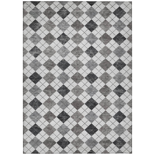 HomeRoots 9' X 12' Gray And Ivory Geometric Washable Rug - Stylish, Durable, Indoor/Outdoor Solution for Homes 639771