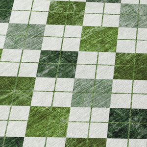 HomeRoots 8' Olive Green and Ivory Round Geometric Indoor/Outdoor Area Rug - Stylish, Washable, Durable Design 639775