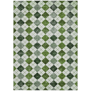 HomeRoots 8' Olive Green & Ivory Geometric Washable Area Rug - Durable Indoor/Outdoor Style for Any Space 639776