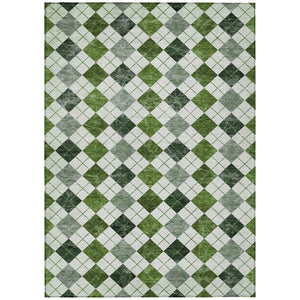 HomeRoots 8' Olive Green & Ivory Geometric Washable Area Rug - Durable Indoor/Outdoor Style for Any Space 639776