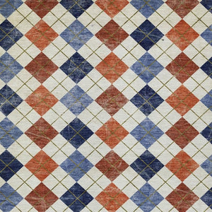 HomeRoots 9' Vibrant Orange, Blue & Ivory Geometric Washable Area Rug for Indoor & Outdoor Spaces, Durable Design 639783