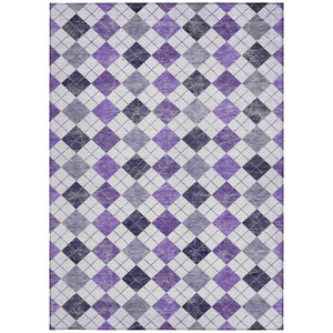 HomeRoots 5' X 8' Plum and Ivory Geometric Indoor-Outdoor Area Rug – Stylish, Washable, and Durable Design! 639786