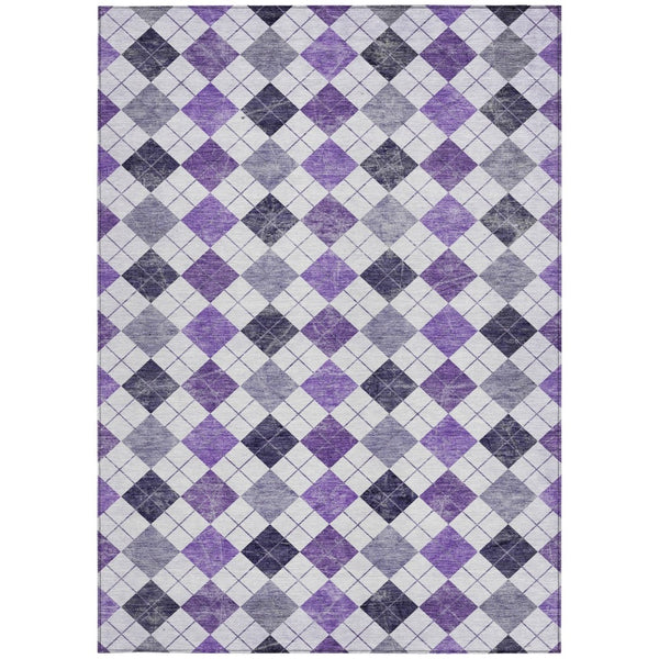 HomeRoots 5' X 8' Plum and Ivory Geometric Indoor-Outdoor Area Rug – Stylish, Washable, and Durable Design! 639786