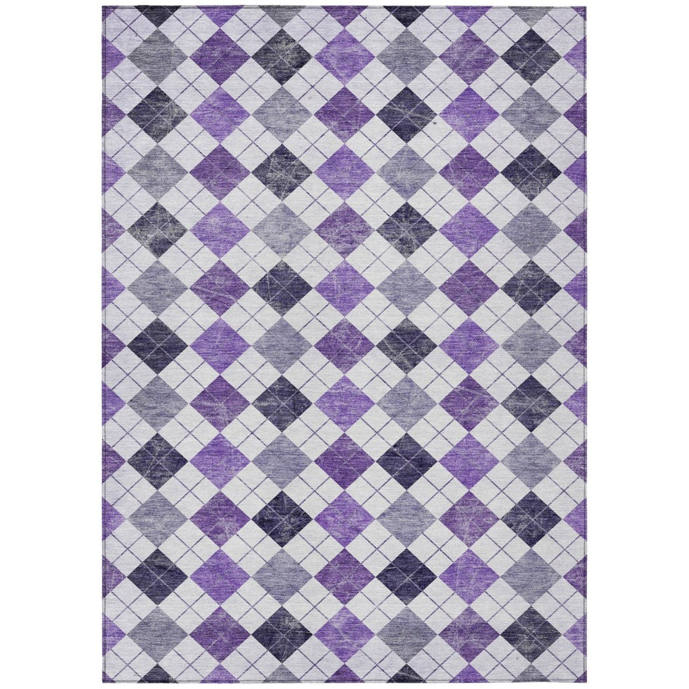 HomeRoots 5' X 8' Plum and Ivory Geometric Indoor-Outdoor Area Rug – Stylish, Washable, and Durable Design! 639786