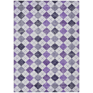 HomeRoots 5' X 8' Plum and Ivory Geometric Indoor-Outdoor Area Rug – Stylish, Washable, and Durable Design! 639786