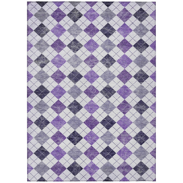 HomeRoots 5' X 8' Plum and Ivory Geometric Indoor-Outdoor Area Rug – Stylish, Washable, and Durable Design! 639786