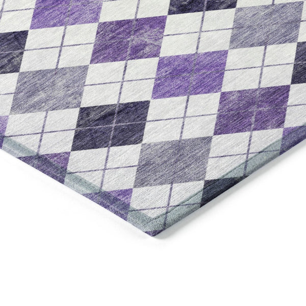HomeRoots 5' X 8' Plum and Ivory Geometric Indoor-Outdoor Area Rug – Stylish, Washable, and Durable Design! 639786