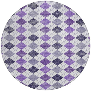 HomeRoots 8' Plum Geometric Round Area Rug - Stylish, Washable & Durable for Indoor/Outdoor Living Spaces 639787