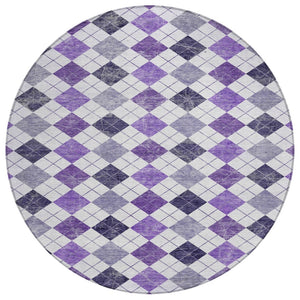 HomeRoots 8' Plum Geometric Round Area Rug - Stylish, Washable & Durable for Indoor/Outdoor Living Spaces 639787