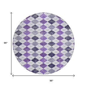 HomeRoots 8' Plum Geometric Round Area Rug - Stylish, Washable & Durable for Indoor/Outdoor Living Spaces 639787