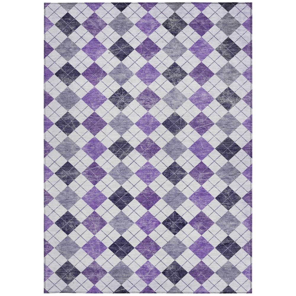 HomeRoots 8' X 10' Stylish Plum and Ivory Geometric Washable Area Rug for Indoor & Outdoor High-Traffic Spaces 639788