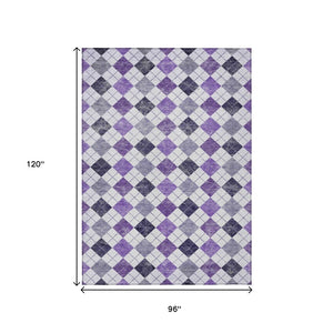 HomeRoots 8' X 10' Stylish Plum and Ivory Geometric Washable Area Rug for Indoor & Outdoor High-Traffic Spaces 639788