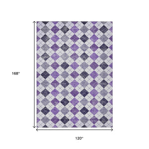 HomeRoots 10' Stylish Plum and Ivory Geometric Washable Area Rug for Indoor & Outdoor Use - Durable & Versatile 639790