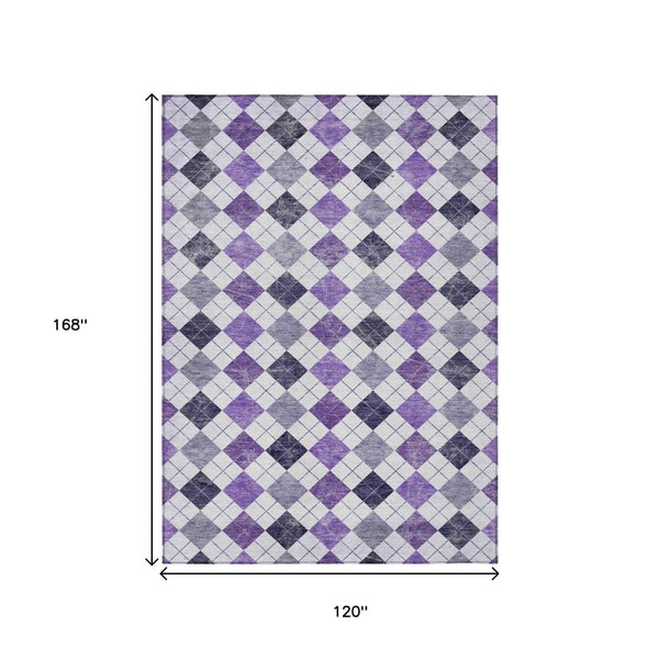 HomeRoots 10' Stylish Plum and Ivory Geometric Washable Area Rug for Indoor & Outdoor Use - Durable & Versatile 639790