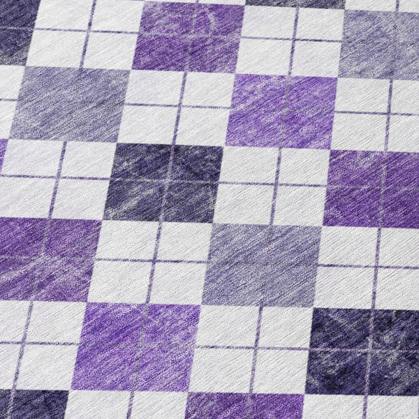 HomeRoots 10' Stylish Plum and Ivory Geometric Washable Area Rug for Indoor & Outdoor Use - Durable & Versatile 639790