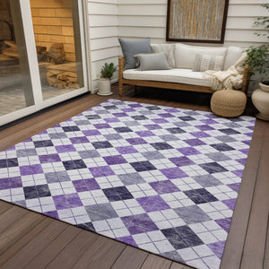 HomeRoots 10' Stylish Plum and Ivory Geometric Washable Area Rug for Indoor & Outdoor Use - Durable & Versatile 639790