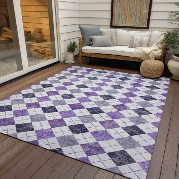HomeRoots 10' Stylish Plum and Ivory Geometric Washable Area Rug for Indoor & Outdoor Use - Durable & Versatile 639790
