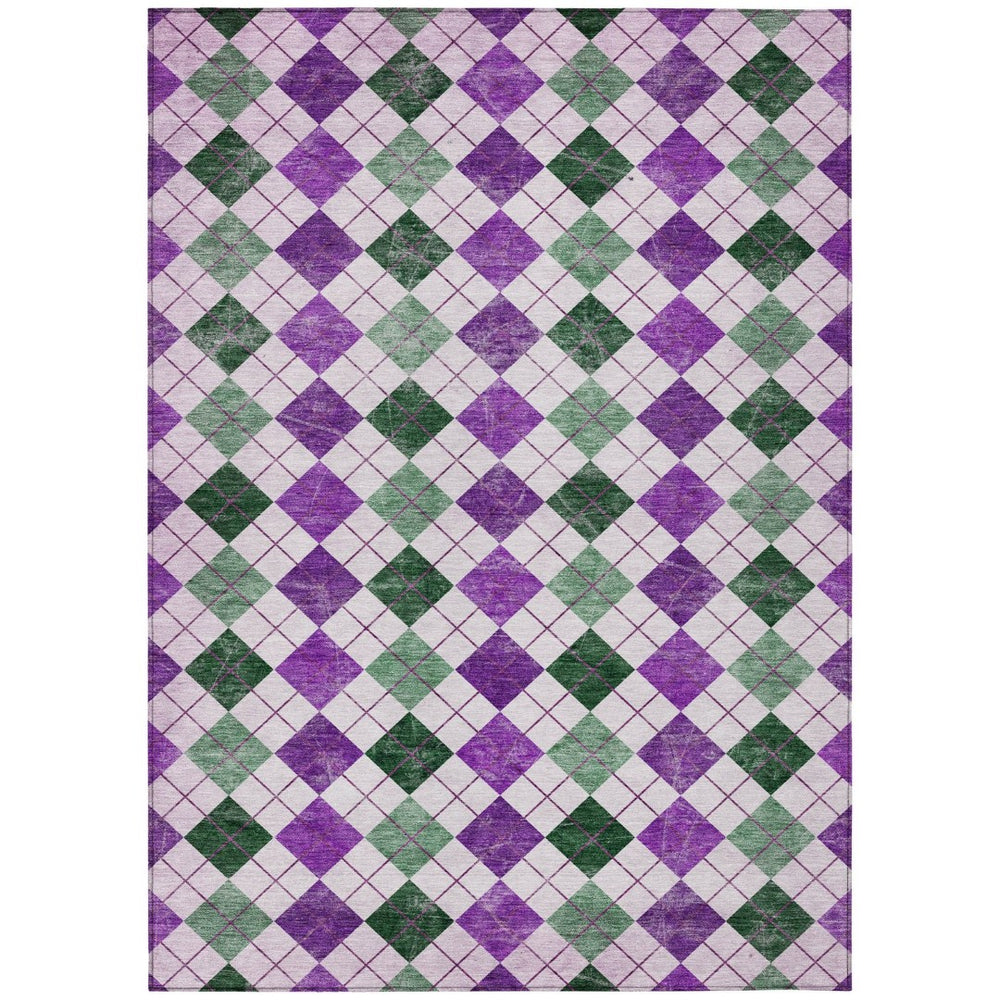 HomeRoots 10' Geometric Washable Indoor/Outdoor Area Rug in Purple, Green & Ivory - Durable & Stylish Décor 639796