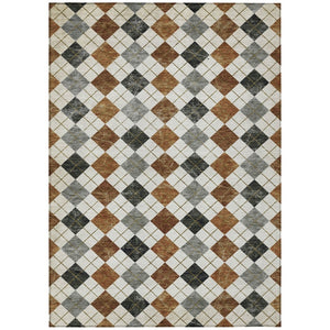 HomeRoots 8' X 10' Stylish Terra Cotta, Ivory & Gray Geometric Washable Rug for Indoor/Outdoor Use & Durability 639812