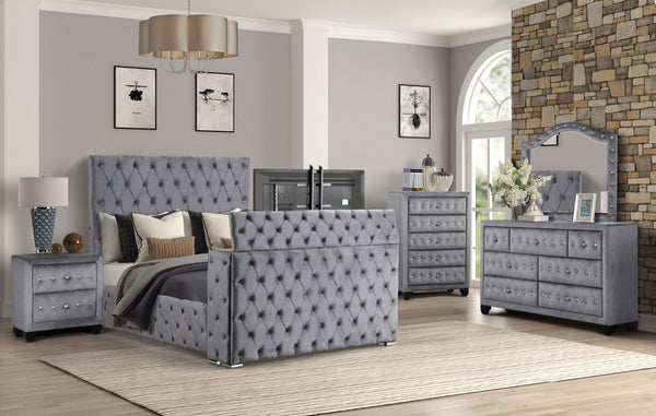English Elm Encore 5-Piece Modern Tufted Queen Bedroom Set With Stylish Upholstered Bed And Ample Storage Options B009S01726