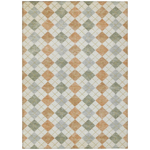 HomeRoots 5' X 8' Coral Ivory Silver Geometric Rug - Stylish, Washable, Durable for Indoor & Outdoor Use 639828