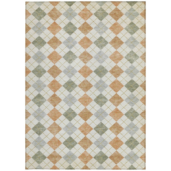 HomeRoots 10' X 14' Coral Ivory Silver Geometric Washable Rug - Perfect for Indoor & Outdoor Spaces! 639832