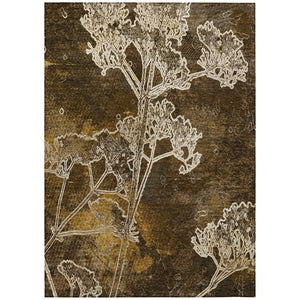 HomeRoots 5' X 8' Washable Chocolate and Beige Floral Area Rug – Durable, Stylish, Perfect for Indoor & Outdoor Use 639834