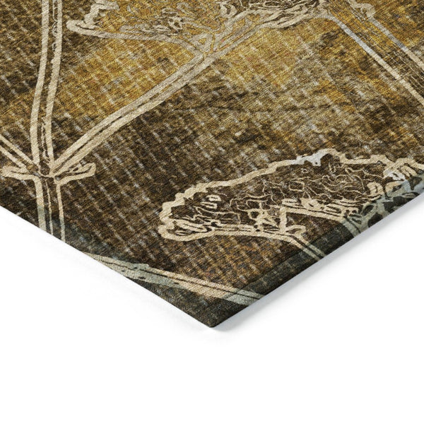 HomeRoots 5' X 8' Washable Chocolate and Beige Floral Area Rug – Durable, Stylish, Perfect for Indoor & Outdoor Use 639834