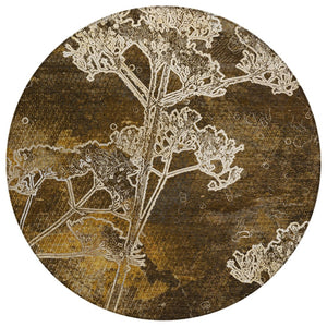 HomeRoots 8' Round Floral Washable Area Rug in Chocolate & Beige - Durable Indoor/Outdoor Style & Comfort 639835