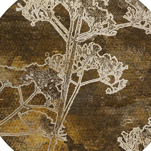 HomeRoots 8' Round Floral Washable Area Rug in Chocolate & Beige - Durable Indoor/Outdoor Style & Comfort 639835
