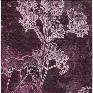 HomeRoots 5' Eggplant and Plum Floral Washable Area Rug for Indoor & Outdoor Use - Easy Care, Durable Design 639840