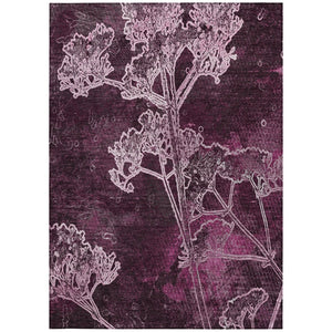HomeRoots 5' Eggplant and Plum Floral Washable Area Rug for Indoor & Outdoor Use - Easy Care, Durable Design 639840