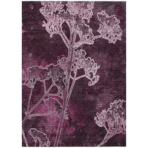 HomeRoots 5' Eggplant and Plum Floral Washable Area Rug for Indoor & Outdoor Use - Easy Care, Durable Design 639840