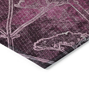 HomeRoots 5' Eggplant and Plum Floral Washable Area Rug for Indoor & Outdoor Use - Easy Care, Durable Design 639840