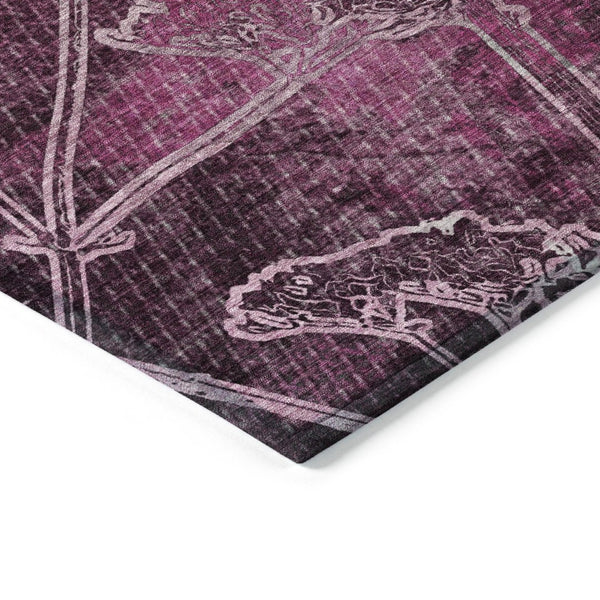 HomeRoots 5' Eggplant and Plum Floral Washable Area Rug for Indoor & Outdoor Use - Easy Care, Durable Design 639840