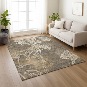HomeRoots 8' X 10' Floral Washable Indoor/Outdoor Area Rug – Durable, Elegant, Perfect for High-Traffic Spaces! 639848