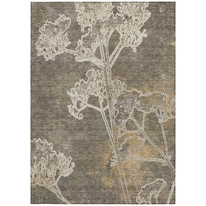HomeRoots 10' Khaki and Beige Floral Washable Area Rug - Stylish, Durable, Indoor/Outdoor Design for High Traffic Spaces 639850