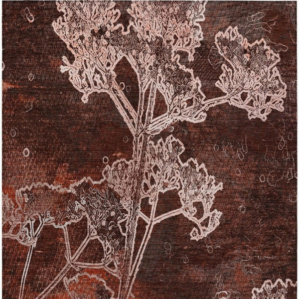HomeRoots 5' X 8' Merlot and Beige Floral Area Rug – Durable, Washable Design for Indoor & Outdoor Spaces 639852