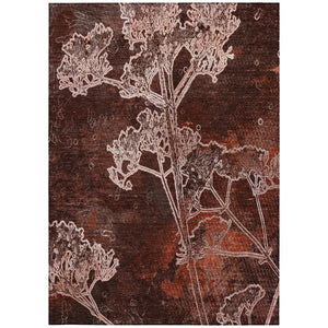 HomeRoots 5' X 8' Merlot and Beige Floral Area Rug – Durable, Washable Design for Indoor & Outdoor Spaces 639852